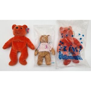 Avon Plush Bear Lot 3 Small Orange Bernard Bear Breast Cancer Crusade NOS Other